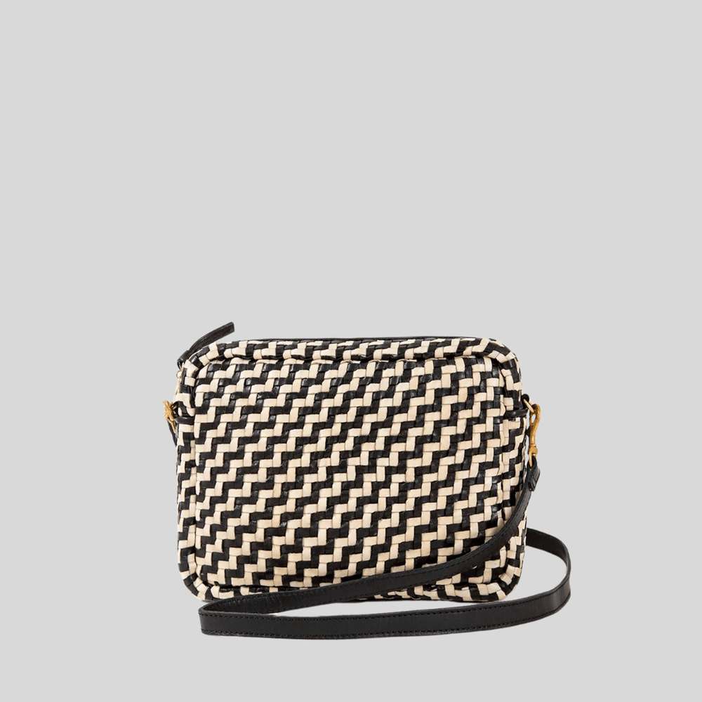 Clare V - Midi Sac in Black & Cream Woven Zig Zag — Bosco's Mercantile